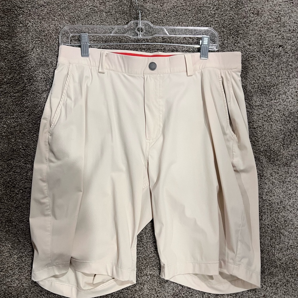 Men's Tan Flat Front Shorts